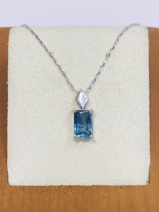 Rectangle indicolite tourmaline pendant for women Fine indicolite tourmaline pendant Natural indicolite tourmaline pendant