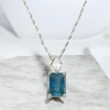 Rectangle indicolite tourmaline pendant for women Fine indicolite tourmaline pendant Natural indicolite tourmaline pendant