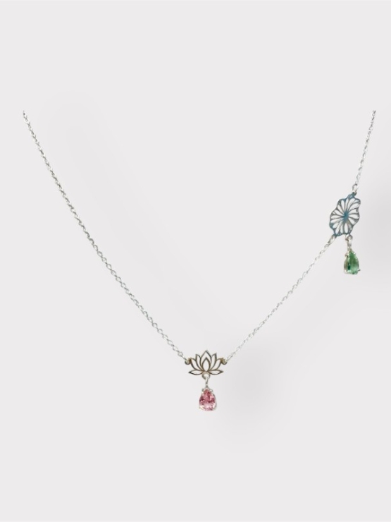 Tourmaline lotus necklace pink tourmaline lotus choker lotus leaf choker lotus necklace