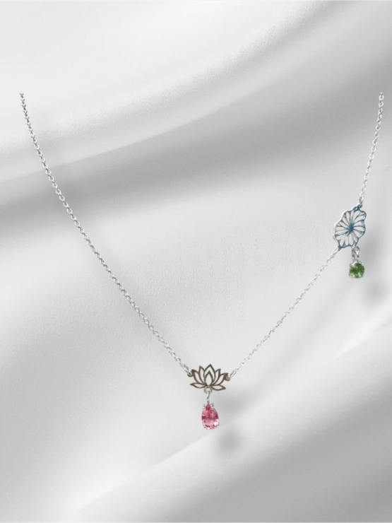 Tourmaline lotus necklace pink tourmaline lotus choker lotus leaf choker lotus necklace