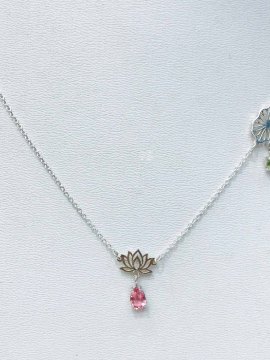 Tourmaline lotus necklace pink tourmaline lotus choker lotus leaf choker lotus necklace