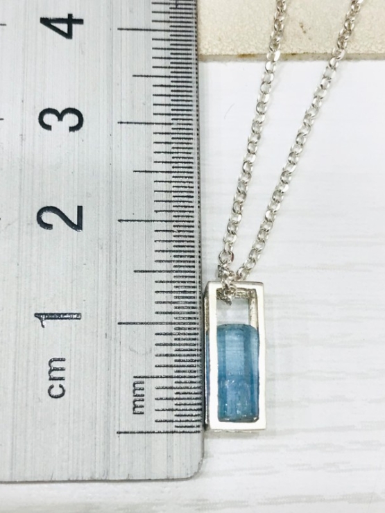 cage aquamarine crystal pendant - Aquamarine crystal pendant necklace for girls- Vietnam aquamarine pendant